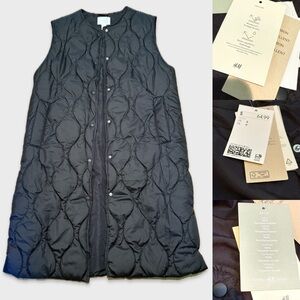 NWT H&M Black Quilted Sleeveless Gilet Vest oversized size S
